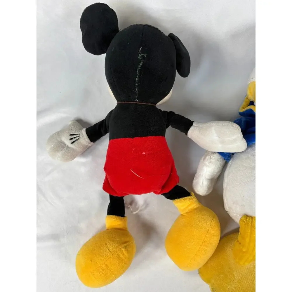 Disney Plush Lot Mickey Mouse Donald Duck Pluto Sparkle 4 Pc Set Used